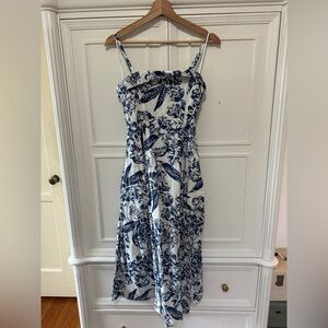 Abercrombie & Fitch Strapless Blue Floral Dress with Pockets